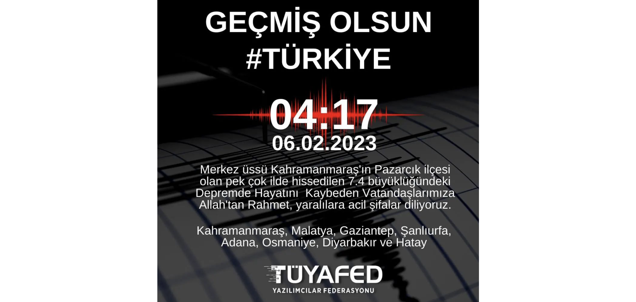 Condolences for Lives Lost in the Kahramanmaraş Earthquake