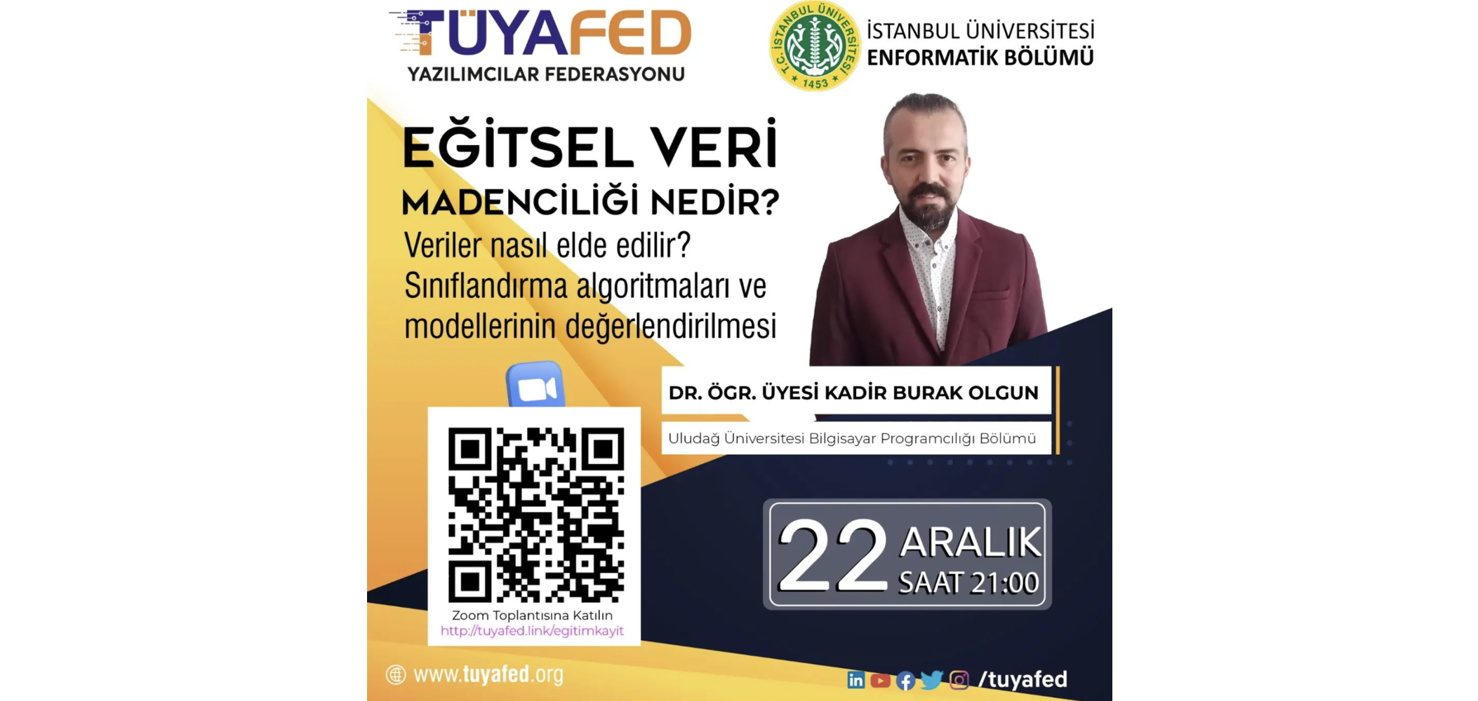 TÜYAFED Eğitim Semineri: “Eğitsel Veri Madenciliği ve Sınıflandırma Algoritmaları”