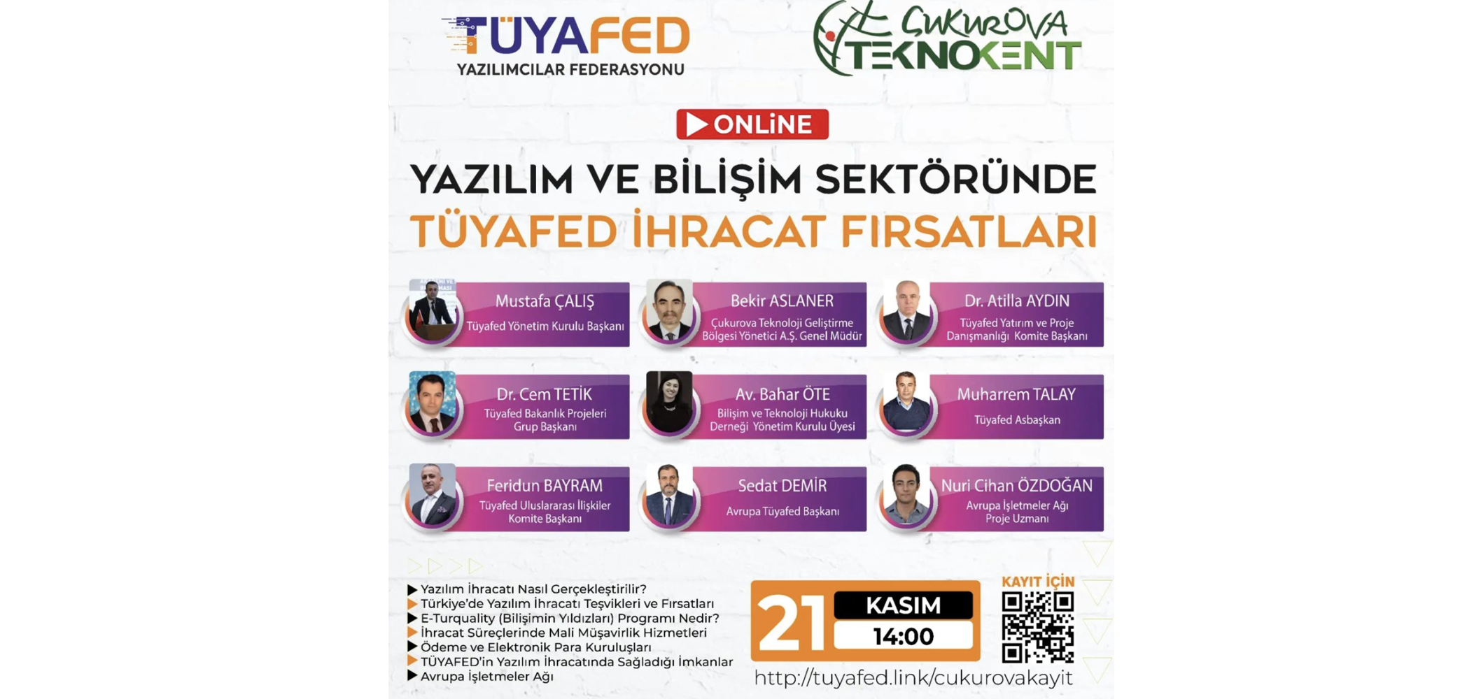 TÜYAFED &amp; Çukurova Technopark: Software and IT Export Opportunities Webinar