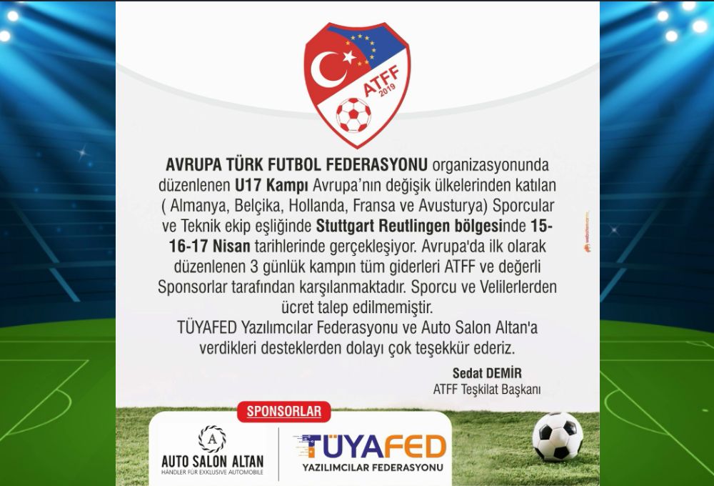 TÜYAFED SUPPORTS THE EUROPEAN TURKISH FOOTBALL FEDERATION